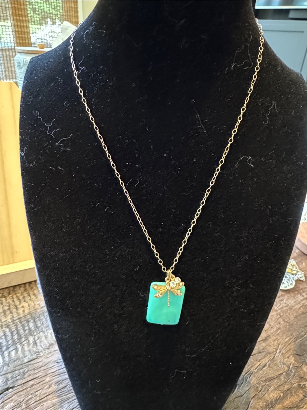 Clara Beau Gold Dragonfly Pendant Necklace with Turquoise Stone